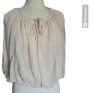 BY TOGETHER Cream Boho Peasant Top - S